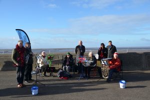 Town Band playing on Sea Front watched by Mayor and Deputy