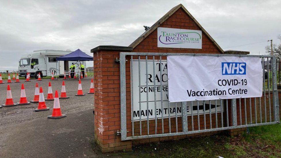 Taunton Racecourse Entrance with NHS Poster