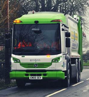Image of electric truck for waste bin collections