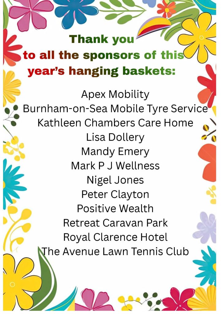 Poster thanking sponsors of hanging baskets