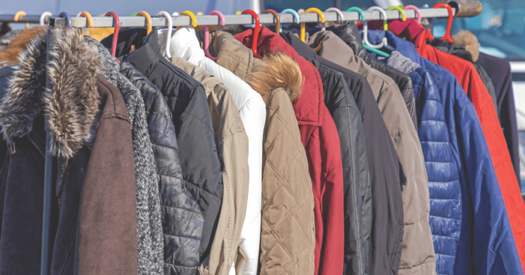 Coats on a rail